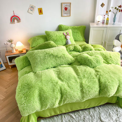 2023 Shaggy Warm Mink Velvet Crystal Bedding Solid Duvet Cover para 1,5m 5 pés Cama 4 Pcs