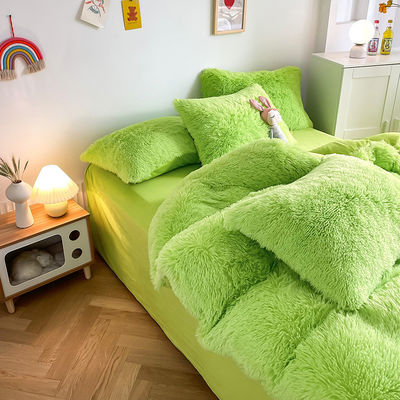 2023 Shaggy Warm Mink Velvet Crystal Bedding Solid Duvet Cover para 1,5m 5 pés Cama 4 Pcs