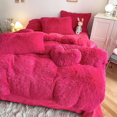 Cor Padrão Sólido Tipo Luxúria Shaggy Mink Quente Veludo Cristal Cama de Inverno