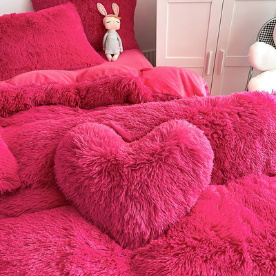 Cor Padrão Sólido Tipo Luxúria Shaggy Mink Quente Veludo Cristal Cama de Inverno