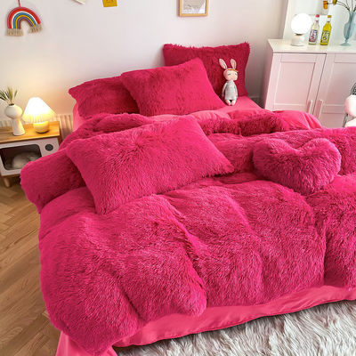 Cor Padrão Sólido Tipo Luxúria Shaggy Mink Quente Veludo Cristal Cama de Inverno