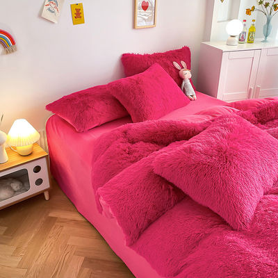 Cor Padrão Sólido Tipo Luxúria Shaggy Mink Quente Veludo Cristal Cama de Inverno