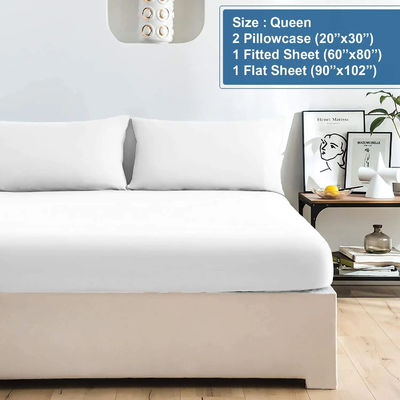 Conjunto de cama macia sustentável 1800TC de algodão egípcio sólido com lençol de cama de cobertor de 4 peças