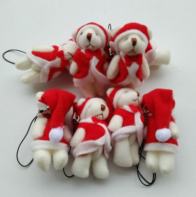 Mini Ursinho de Natal 6cm Plush Toy Teddy Bear Doll Pendente com 6*3*2cm Tamanho