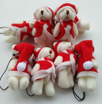 Mini Ursinho de Natal 6cm Plush Toy Teddy Bear Doll Pendente com 6*3*2cm Tamanho