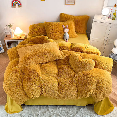 Grupo etário Criança adulta Cor de gengibre Cobre de cobertor pintado simples Conjunto para roupa de cama de inverno