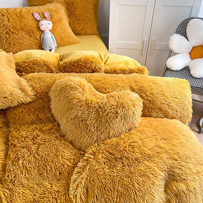 Grupo etário Criança adulta Cor de gengibre Cobre de cobertor pintado simples Conjunto para roupa de cama de inverno