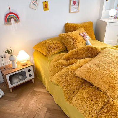 Grupo etário Criança adulta Cor de gengibre Cobre de cobertor pintado simples Conjunto para roupa de cama de inverno
