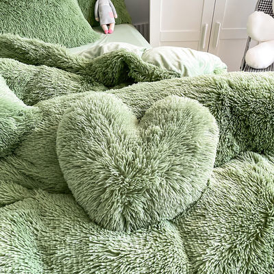 RTS Moss Cor Verde Luxo Shaggy Mink Quente Veludo Cristal Lençóis de Inverno