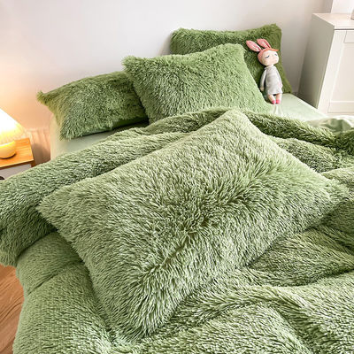RTS Moss Cor Verde Luxo Shaggy Mink Quente Veludo Cristal Lençóis de Inverno