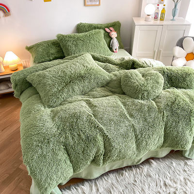 RTS Moss Cor Verde Luxo Shaggy Mink Quente Veludo Cristal Lençóis de Inverno