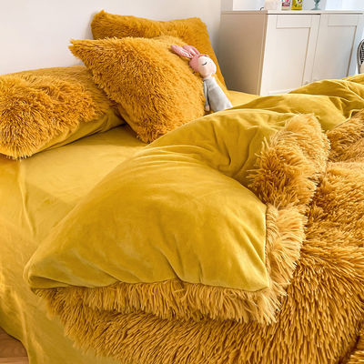 Ins Moss Green Luxury Shaggy Warm Mink Velvet Crystal Bedding Set para Roupas de Inverno