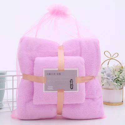 Top-Rated Customizado Cor Coral Fleece espessado Toalha Bath Set perfeito para todas as idades