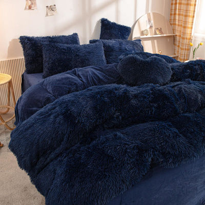 Rainbow Color Falsa Pelúcia Veludo Fluffy Plush Lençóis de Cama Conjunto para Casa Moderna e Decoração