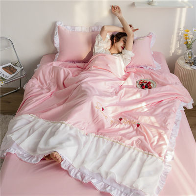 Luxo bordado roupa de cama de seda lavada Set Quilt Enchido lenço suave e respirável 2024