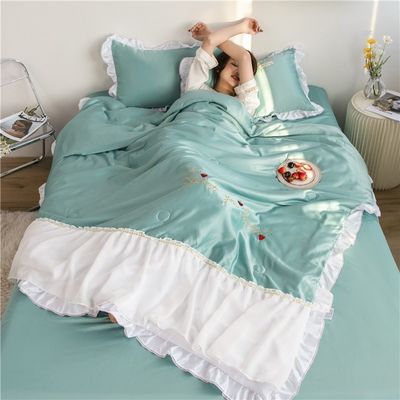 Luxo bordado roupa de cama de seda lavada Set Quilt Enchido lenço suave e respirável 2024