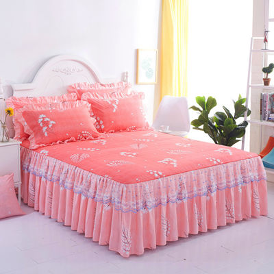 Capa de cama de renda dupla não tóxica com lençóis de cama