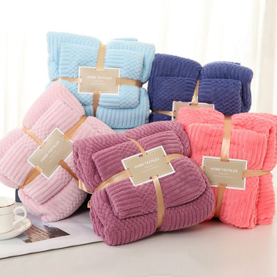 Toalha de banho de Fleece de Coral de Microfibra Espessada 2 em 1 para Toalha facial quadrada 250GSM