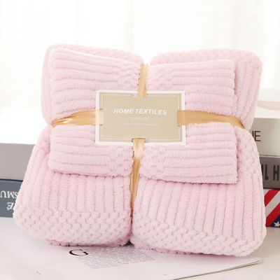 Toalha de banho de Fleece de Coral de Microfibra Espessada 2 em 1 para Toalha facial quadrada 250GSM
