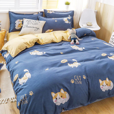 Fornecer 100% tecido de poliéster luxuoso cobertor de cobertor de cama conjunto com 2pcs caixa de almofada