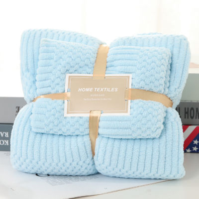 Toalha de banho de Fleece de Coral de Microfibra Espessada 2 em 1 para Toalha facial quadrada 250GSM