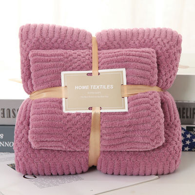 Toalha de banho de Fleece de Coral de Microfibra Espessada 2 em 1 para Toalha facial quadrada 250GSM
