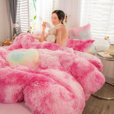 Densidade de tecido 173 * 118 Coloured 4-Piece Mink Crystal Milk Rabbit Velvet Bedding Set