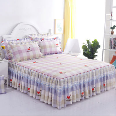 Lenços de cama de renda dupla multifuncional com saia de cama e caixa de almofada 100% poliéster