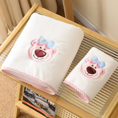 Polyester / algodão 2PCS espessado conjunto de toalha de banho para a praia conjunto de toalha presentes de casamento