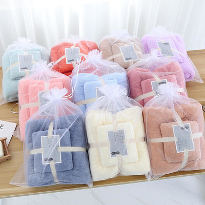 Coral Fleece Refrigerante Toalha Turca Conjunto 5 Estrelas Colorido Zero Twist Gift Set Toalha de Banho