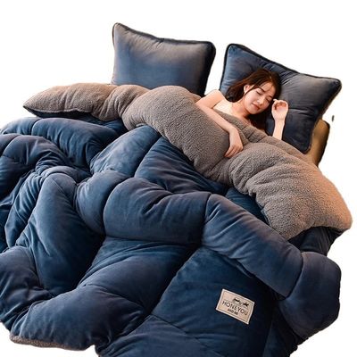 Set de roupa de cama de tamanho personalizado com cobertor de lã de cordeiro quente e logotipo personalizado