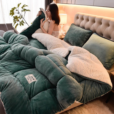 Set de roupa de cama de tamanho personalizado com cobertor de lã de cordeiro quente e logotipo personalizado