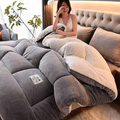Set de roupa de cama de tamanho personalizado com cobertor de lã de cordeiro quente e logotipo personalizado