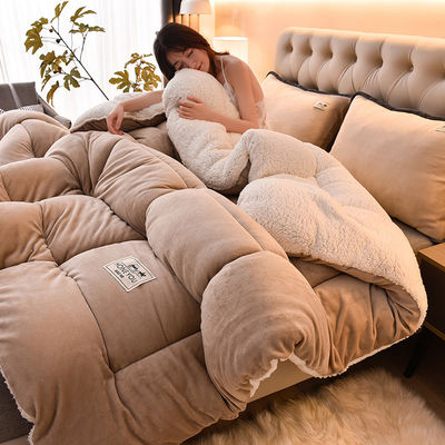 Set de roupa de cama de tamanho personalizado com cobertor de lã de cordeiro quente e logotipo personalizado