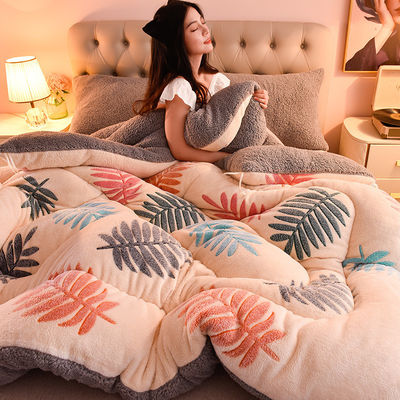 Set de roupa de cama de tamanho personalizado com cobertor de lã de cordeiro quente e logotipo personalizado