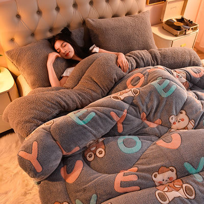 Set de roupa de cama de tamanho personalizado com cobertor de lã de cordeiro quente e logotipo personalizado