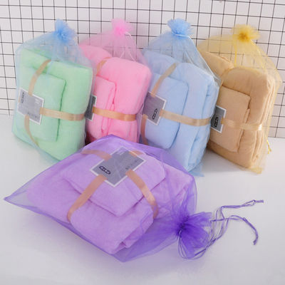 Super Soft Microfiber Towel Set 2 Piece Set de toalhas de banho de lã de coral absorvente espesso