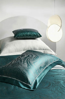 Roteador Impresso de Luxo 19mm Jacquard de Algodão de Seda 4Pcs Quilt Cover Set de Cama
