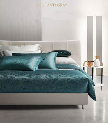 Roteador Impresso de Luxo 19mm Jacquard de Algodão de Seda 4Pcs Quilt Cover Set de Cama