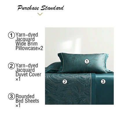 Roteador Impresso de Luxo 19mm Jacquard de Algodão de Seda 4Pcs Quilt Cover Set de Cama