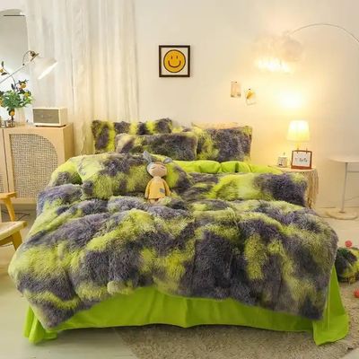 Cravata Azul Tintura Gradiente Cachorro Mink Quente Veludo Lenços de Cama Conjunto para Inverno 500TC Presentes