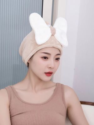 Superfine Fibra Cute Bow Cap de cabelo seco para todas as idades Rápido absorvente Ladies Hair Towel