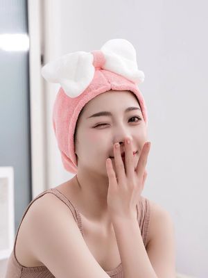 Superfine Fibra Cute Bow Cap de cabelo seco para todas as idades Rápido absorvente Ladies Hair Towel