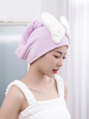 Superfine Fibra Cute Bow Cap de cabelo seco para todas as idades Rápido absorvente Ladies Hair Towel