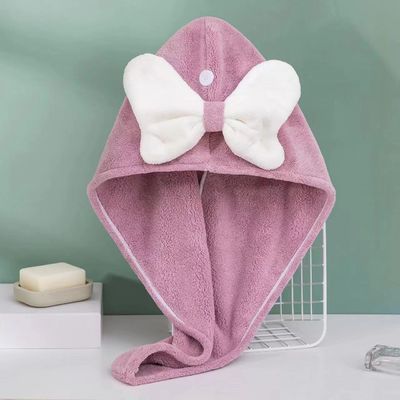Superfine Fibra Cute Bow Cap de cabelo seco para todas as idades Rápido absorvente Ladies Hair Towel