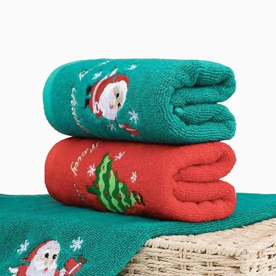 Caixa de presente de Natal 100% Toalha de algodão com desenho de malha e bordados personalizados