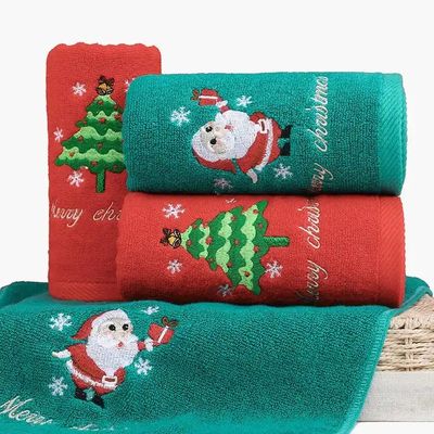 Caixa de presente de Natal 100% Toalha de algodão com desenho de malha e bordados personalizados
