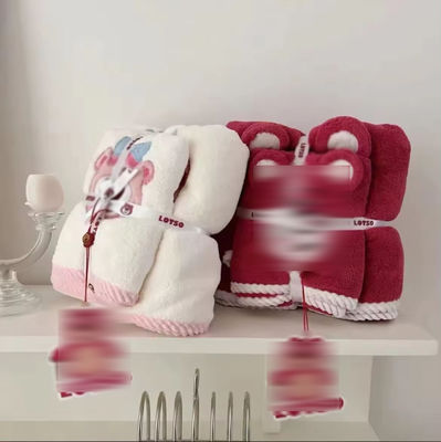Super Forte Absorção de Água Casa Toalha de Banho para Bebê Conjunto de Coral Veludo Conjunto com padrão de desenho animado
