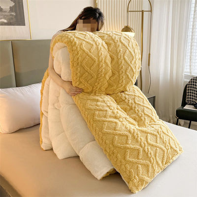 Cor pura Super suave Jacquard Plaid espesso Velocidade de Inverno Velocidade Duvet para cama King Size