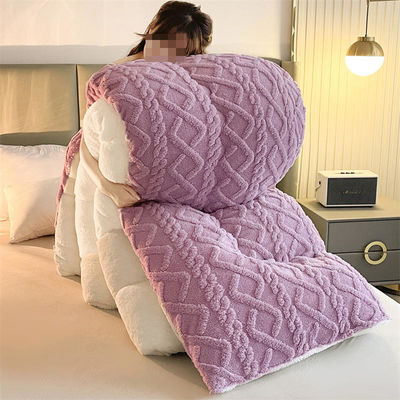 Cor pura Super suave Jacquard Plaid espesso Velocidade de Inverno Velocidade Duvet para cama King Size